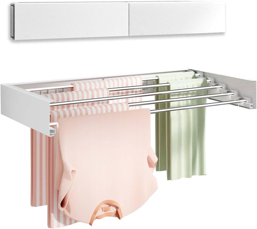 Vikaqi Wall Mounted Clothes Drying Rack, Foldable Wall Mount Laundry Drying Rack Folding Indoor, ... | Amazon (US)