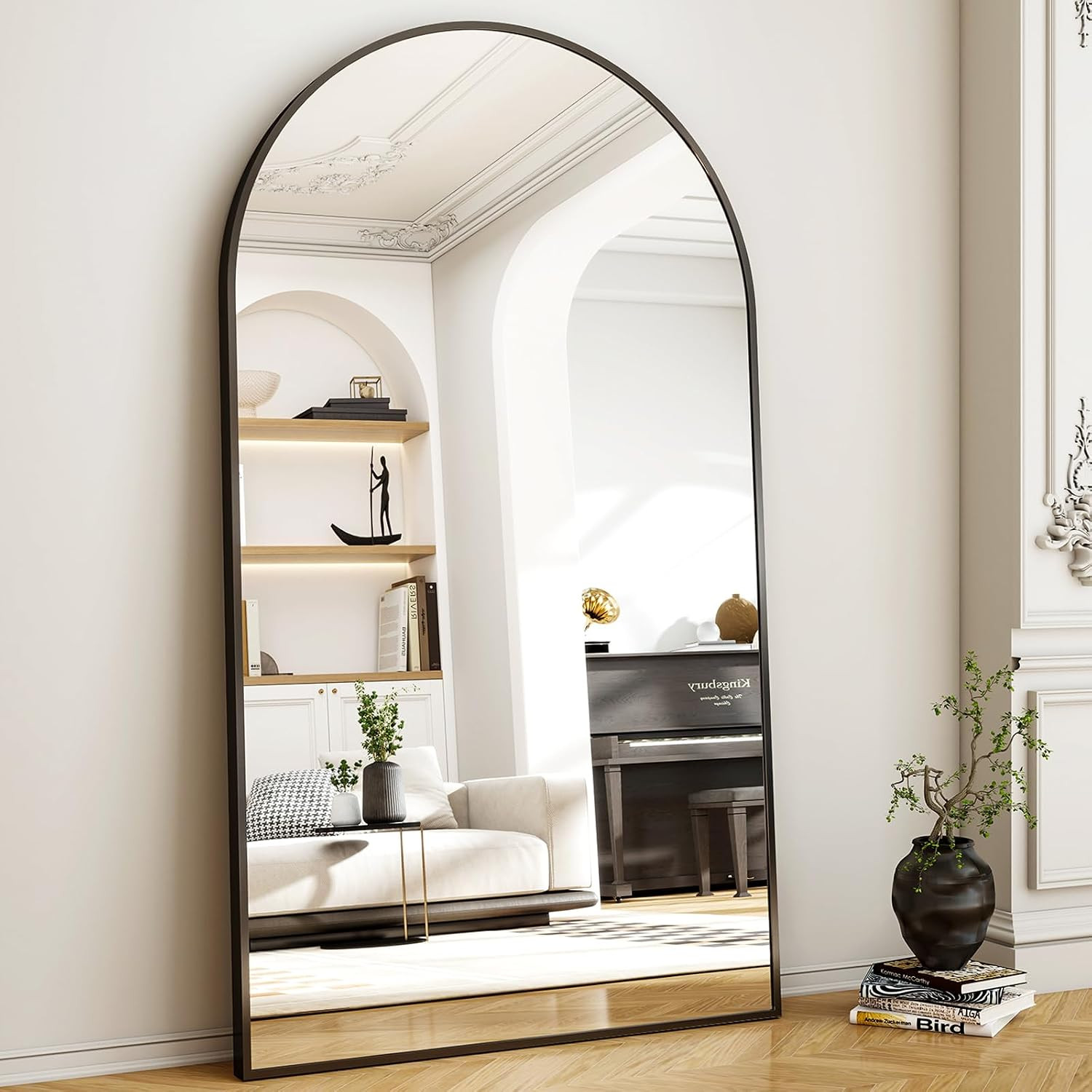 Easly 46"x76" Extra Large Arched Full Length Mirror - Leaning Mirror Arch Wall-Mounted Mirrors - Aluminum Alloy Frame Modern Simple Home Decor - for Living Room Bedroom Cloakroom | Amazon (US)