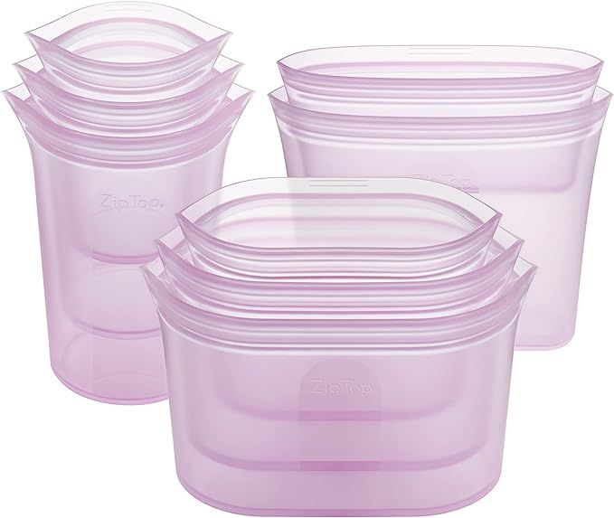 Zip Top Reusable 100% Silicone Food Storage Bags and Containers, Made in the USA - Full Set- 3 Cups, | Amazon (US)