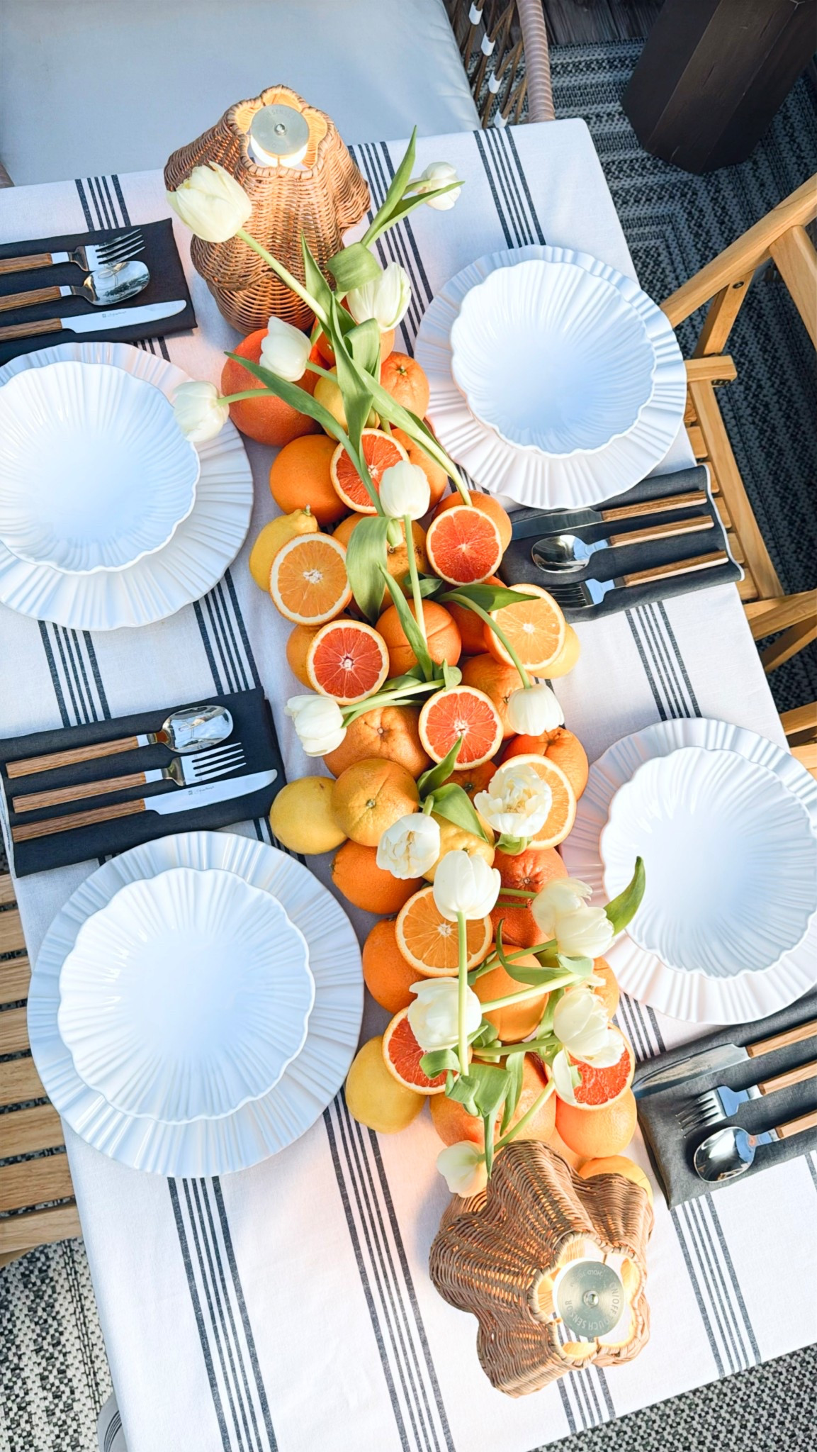 A citrus themed Tablescape for mom 🍊🍋🍋‍🟩how gorgeous are these plates and bowls from @VIETRI ! Mother’s Day Tablescape, summer dinner table setting 

#LTKHome #LTKSeasonal #LTKMothersDay