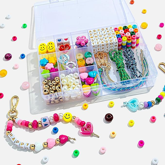 MYCUTEY 421Pcs DIY Keychain Making Kit - Beaded Keychain & Bag Charm Craft Supplies with Colorful... | Amazon (US)