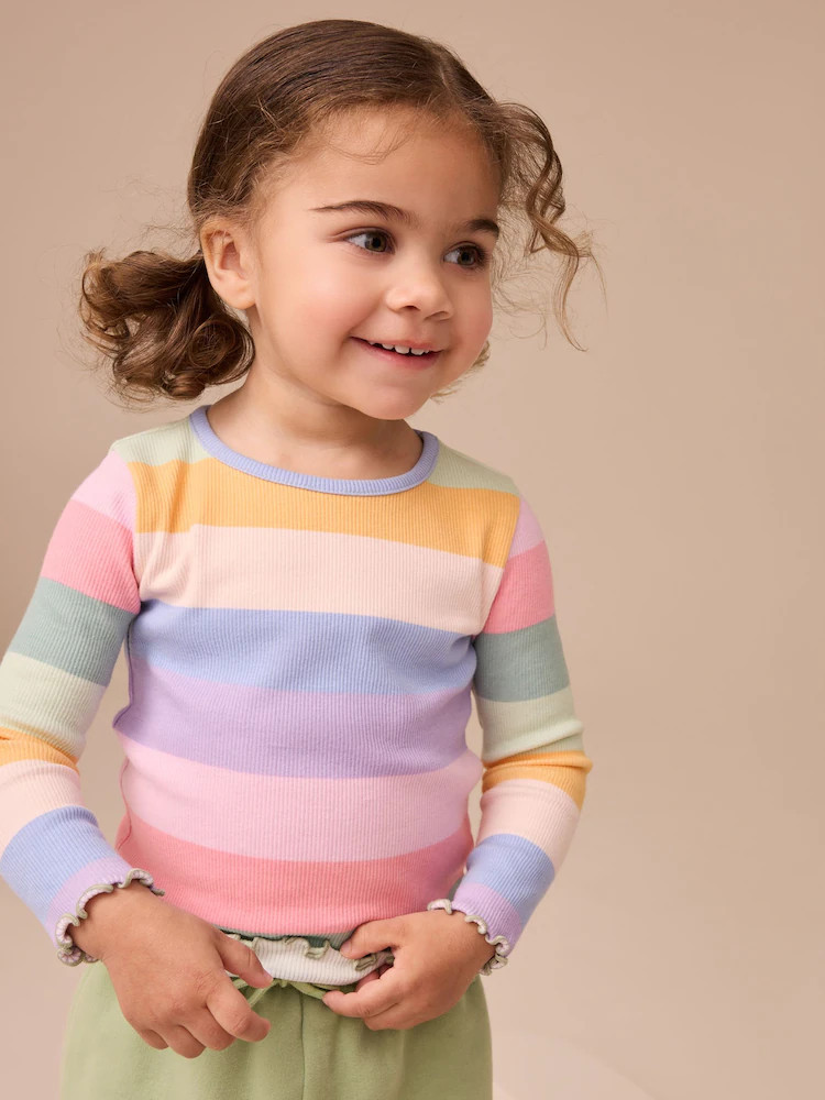 Rainbow Rib Long Sleeve T-Shirt (3mths-7yrs) | Next US