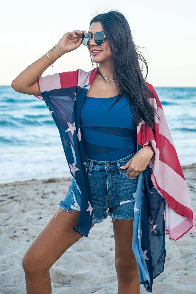 Charmed Lifestyle American Flag Kimono | Pink Lily