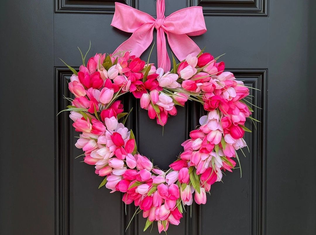 Heart Wreath  Valentine Wreath  Tulip Heart Wreath  Choose - Etsy | Etsy (US)