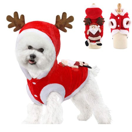 Peroptimist Dog Cat Christmas Outfit Coat Sweater Santa Claus Cartoon Deer Costume Soft Warm Cora... | Walmart (US)