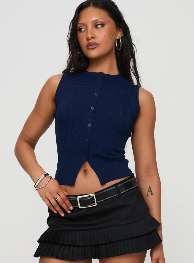 Suzu Sleeveless Top Navy | Princess Polly US