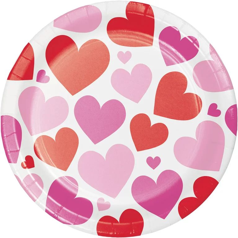 Way To Celebrate Valentine's Day Dessert Plates, Red & Pink Hearts, 10 Count | Walmart (US)