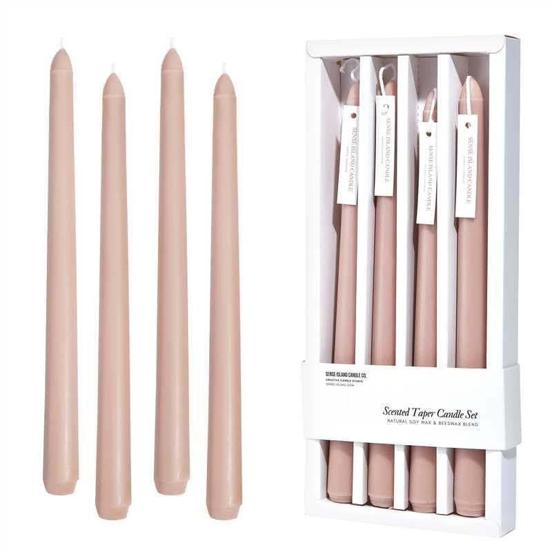 Taper Candles 10'' Sahara Beige Tan Nude Neutral Tone Color Candle Sticks Set of 4 Natural Soy Wa... | Amazon (US)