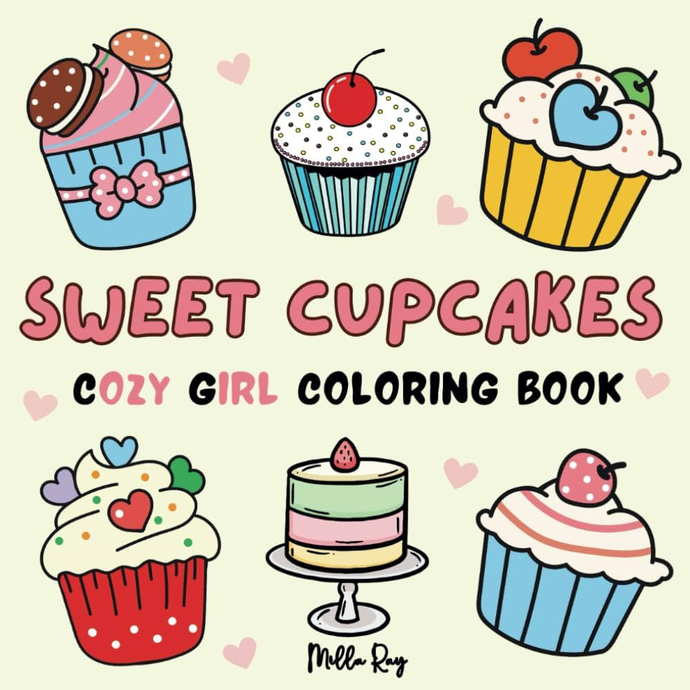 Cozy Girl Coloring Book: Sweet Cupcakes Designs Bold and Easy for Adults and Teens | Amazon (US)