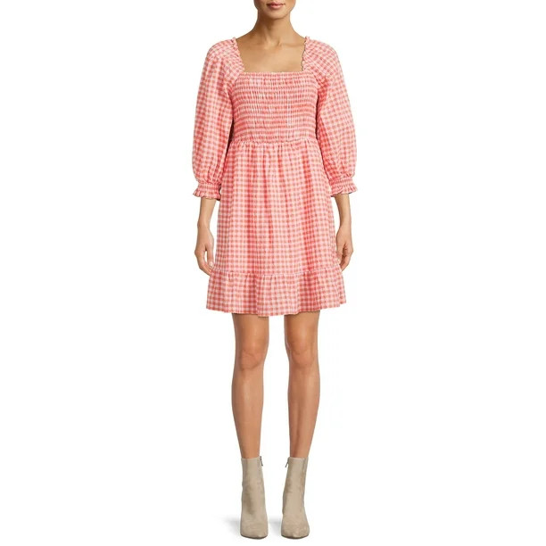 The Get Women's Long Sleeve Square Neck Mini Dress - Walmart.com | Walmart (US)