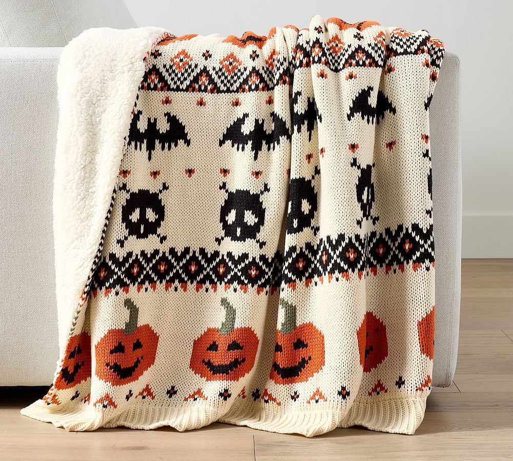 Halloween Fair Isle Knit Jacquard Throw | Pottery Barn (US)