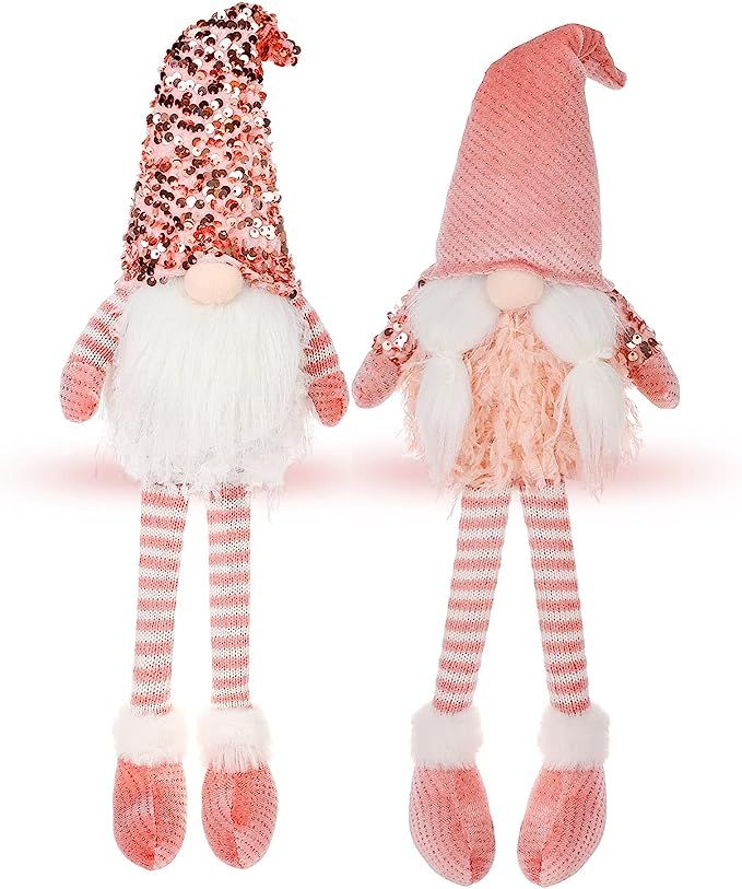 HMASYO Pink Couple Christmas Swedish Gnomes - 2Packs Handmade Swedish Tomte Santa Figurine Plush ... | Amazon (US)