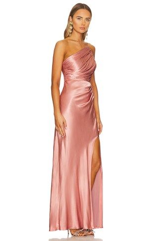 Shona Joy La Lune Asymmetrical Gathered Maxi Dress in Antique Rose from Revolve.com | Revolve Clothing (Global)