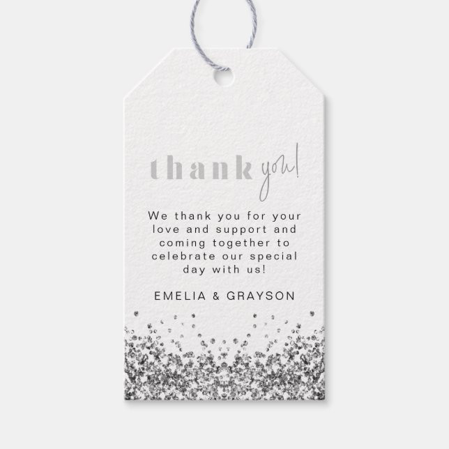 REGINA Silver Glitter Sequins Thank You Gift Tag | Zazzle | Zazzle