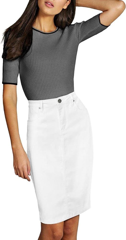Lexi Womens Super Comfy Perfect Fit Stretch Denim Skirt | Amazon (US)