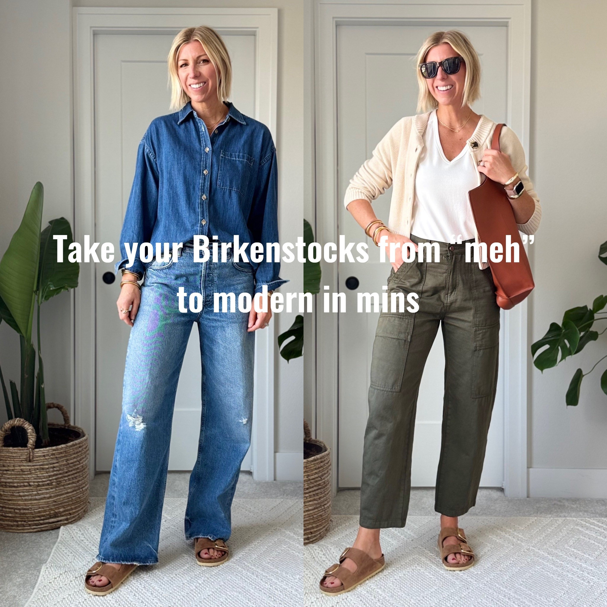 I’m showing you how a small swap—wide-leg jeans for a more tailored silhouette—takes Birkenstocks from “meh” to modern chic in minutes!

These utility pants are so comfortable and look elevated, they’re a great denim alternative this spring and summer. They fit true to size. 

#LTKMidsize #LTKStyleTip #LTKOver40
