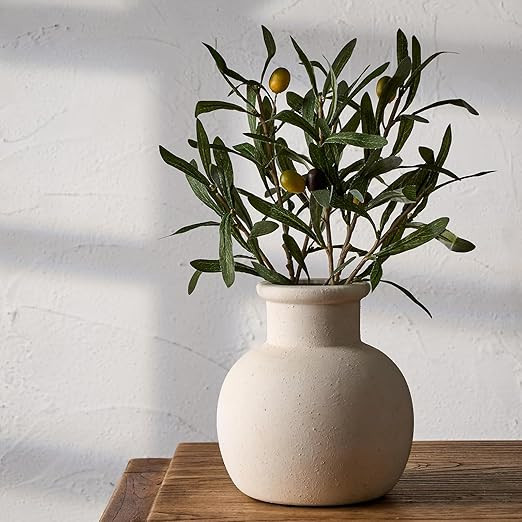 SIDUCAL Ceramic Rustic Farmhouse Vase | 6 Inch Pottery Decorative Boho Flower Vase for Home Decor... | Amazon (US)