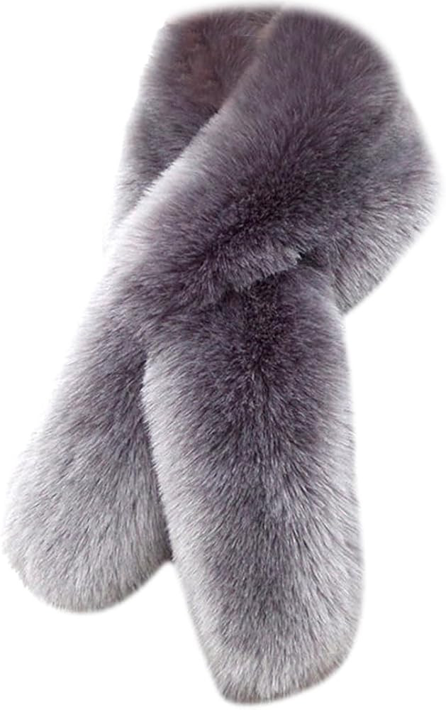 Harssidanzar Women Winter Warm Faux Fur Scarf Collars Soft Fluffy Thick Long Neck Warmer KL602US | Amazon (US)