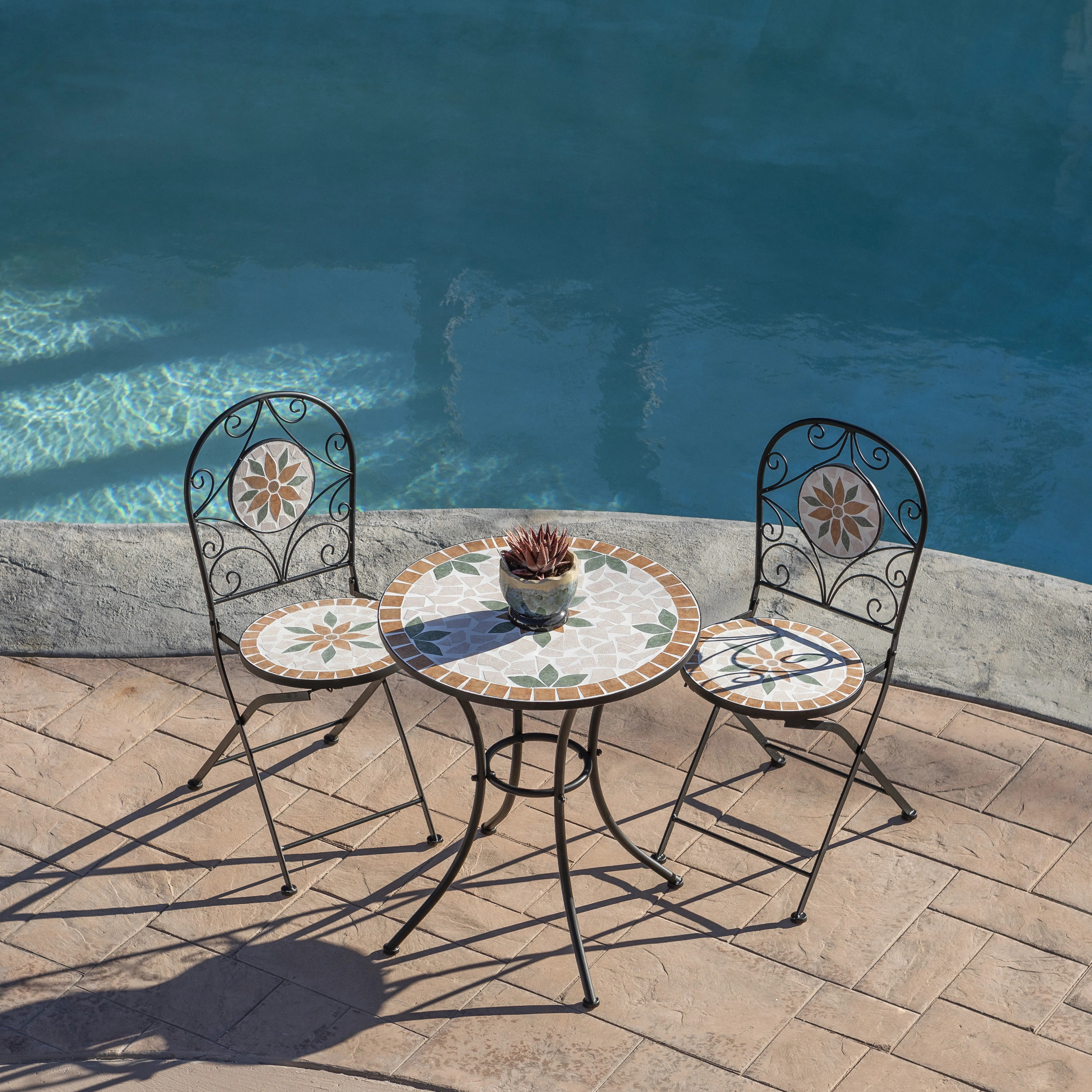 Fleur De Lis Living Mosaic Outdoor 3-Piece Bistro Set & Reviews | Wayfair | Wayfair North America