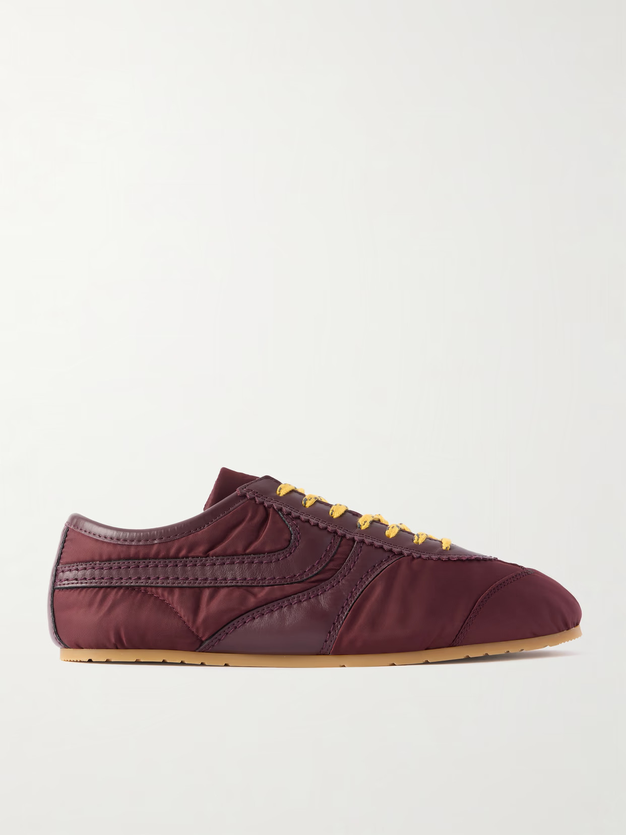 Dries Van Noten - Leather-trimmed Shell Sneakers - Burgundy | NET-A-PORTER (US)