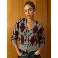 BAUKJEN Wool Rich V-Neck Argyle Cardigan Grey Mix | Marks & Spencer (UK)