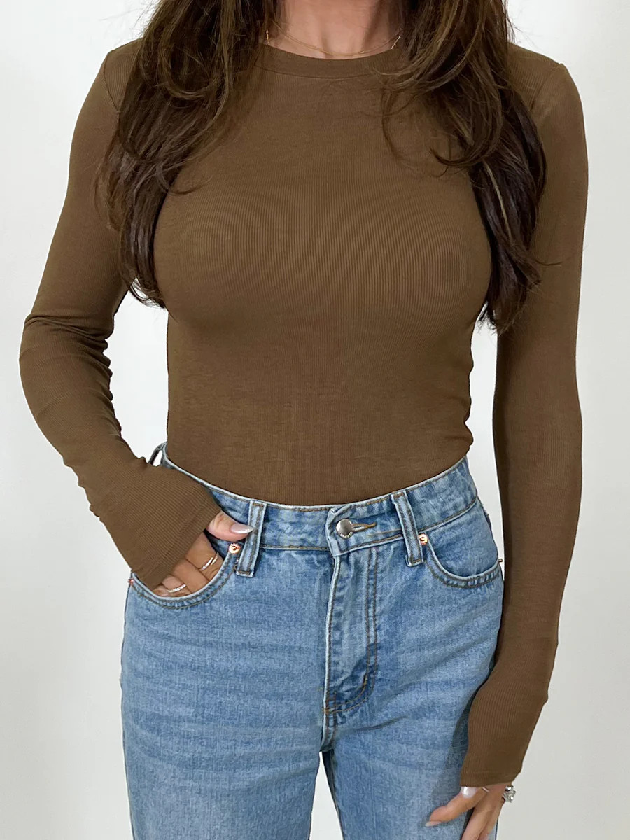 Essential Ribbed Long Sleeve | Toffee | +Plus Available | Talulah