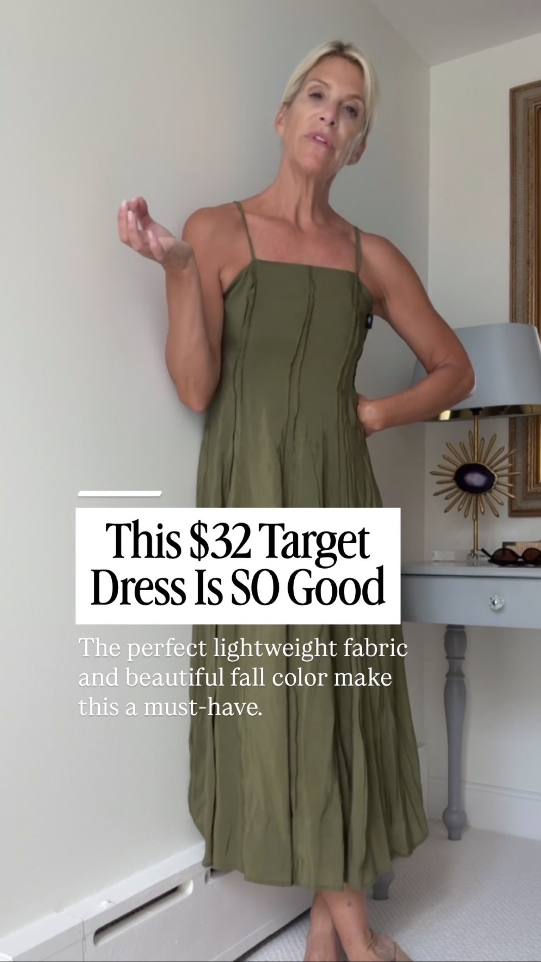 Run, don’t walk for this $32 Target dress! The lightweight fabric, beautiful fall color, and easy silhouette make this such a fabulous find, and at $32, I wouldn’t wait on it.

👩‍💻 LTK PRO TIPS
❤️ Heart = Support my posts ;-)
🔖 Save = Get sale & restock alerts for the things you love!
📋 Lists = Keep favorites organized (List ideas: Christmas, Birthdays, and Vacations!)
📲 Share = Send lists and products to a friend (or your daughters like me).
💬 Comment = Ask me anything, and I’ll answer. ;-)

#LTKootd #LTKSeasonal #LTKOver40