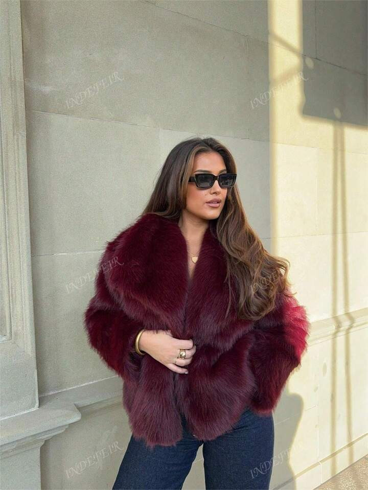 INDEFEIR New Autumn/Winter Faux Fox Fur Thickened Mid-Length Fashionable Artificial Fur Coats And... | SHEIN