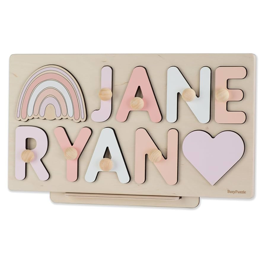 Personalized Wooden Name Puzzle With Pegs For Baby, Easter Gift for Kids, Unique Christmas Gift, ... | Amazon (US)