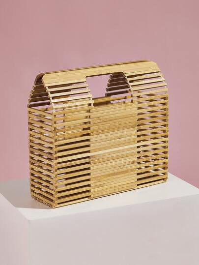 Hollow Out Structured Bamboo Handbag | SHEIN