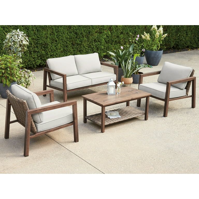 Better Homes & Gardens Willow Springs 4 Piece Conversation Set | Walmart (US)