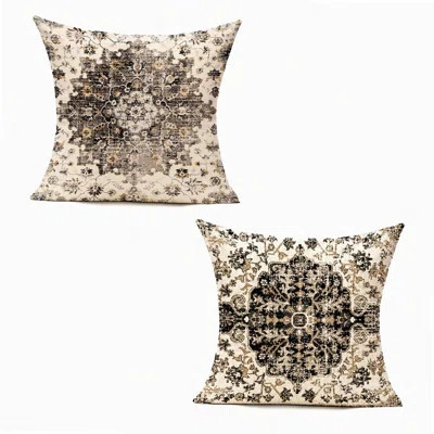 Boho Farmhouse Floral Pillow Covers - Set of 2 Outdoor Black Cushion Cases for Living Room & Bedroom Decor. Bohemian Spring Home Accent. | Wayfair North America