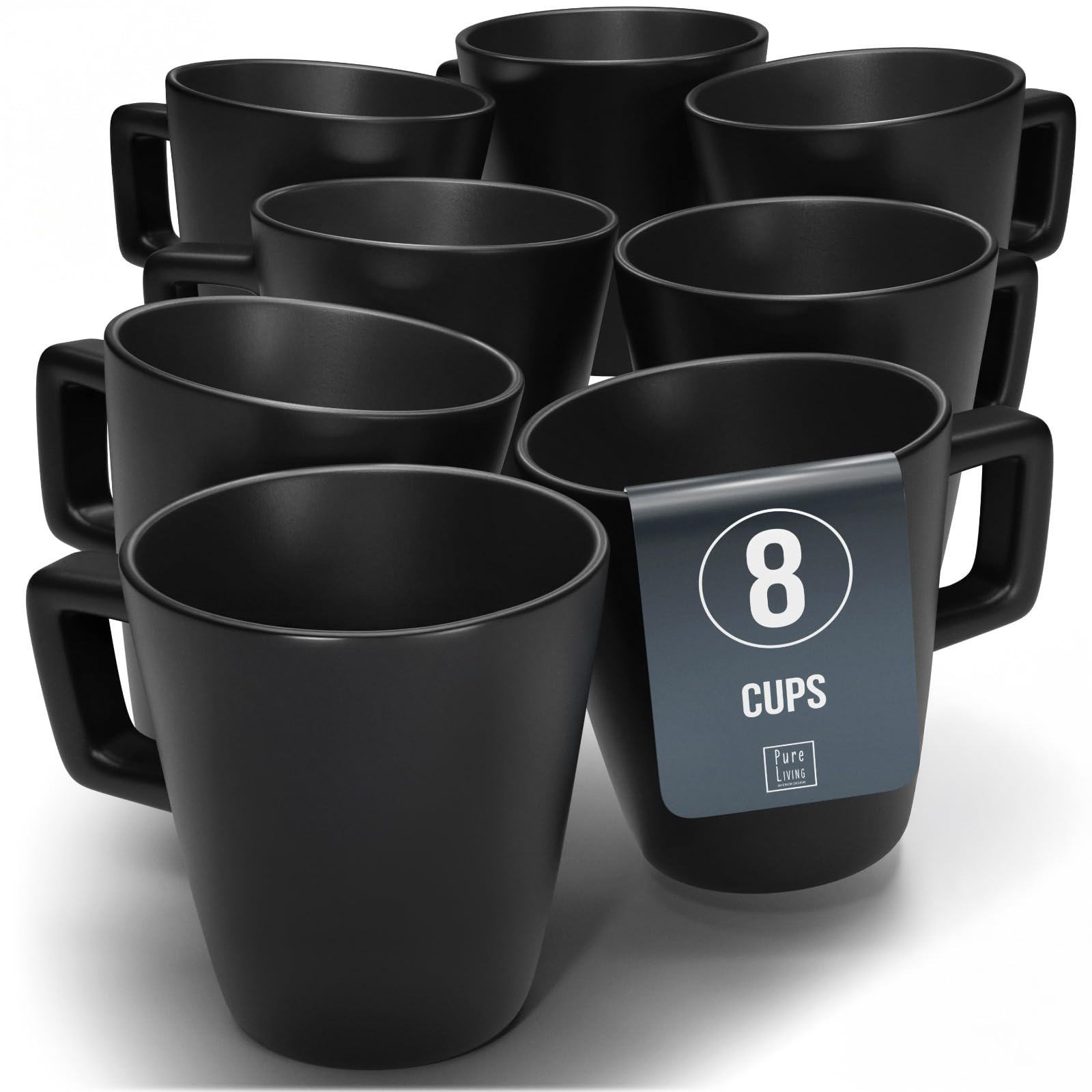 Stoneware coffee mugs set 8 pcs – 12 oz matte black ceramic cups – Dishwasher and microwave s... | Amazon (US)