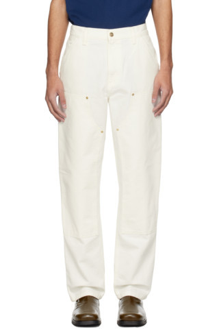 White Double Knee Trousers | SSENSE
