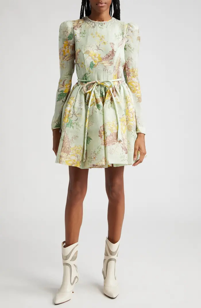 Zimmermann Matchmaker Tulip Long Sleeve Linen & Silk Minidress | Nordstrom | Nordstrom