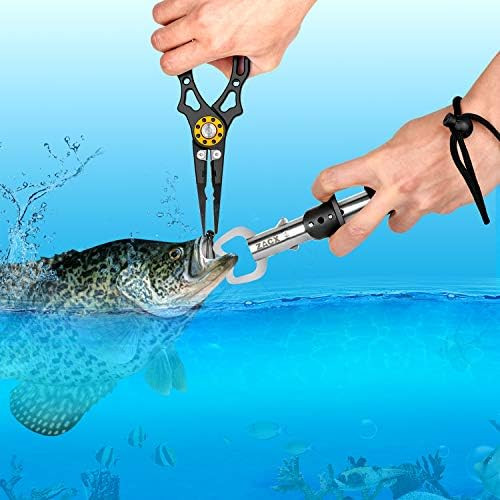 ZACX Fishing Pliers, Fish Lip Gripper Upgraded Muti-Function Fishing Pliers Hook Remover Split Ri... | Amazon (US)
