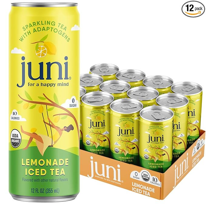 Juni Sparkling Adaptogen Drink with Ashwagandha, Lion’s Mane & Reishi Mushrooms, Green Tea for ... | Amazon (US)