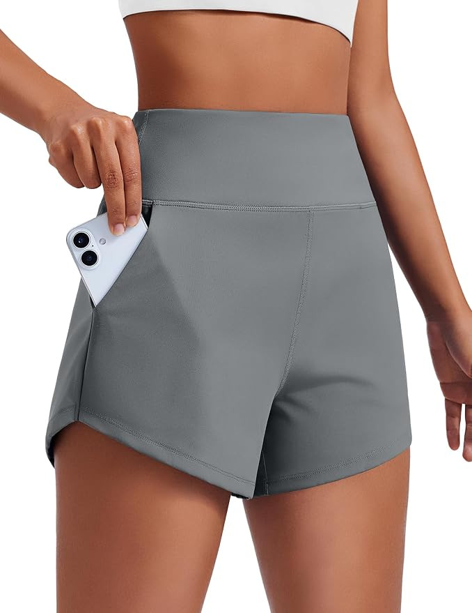 PINSPARK Women's 3.5" Running Athletic Shorts Unlined Breathable Workout Tummy Control Gym Yoga D... | Amazon (US)