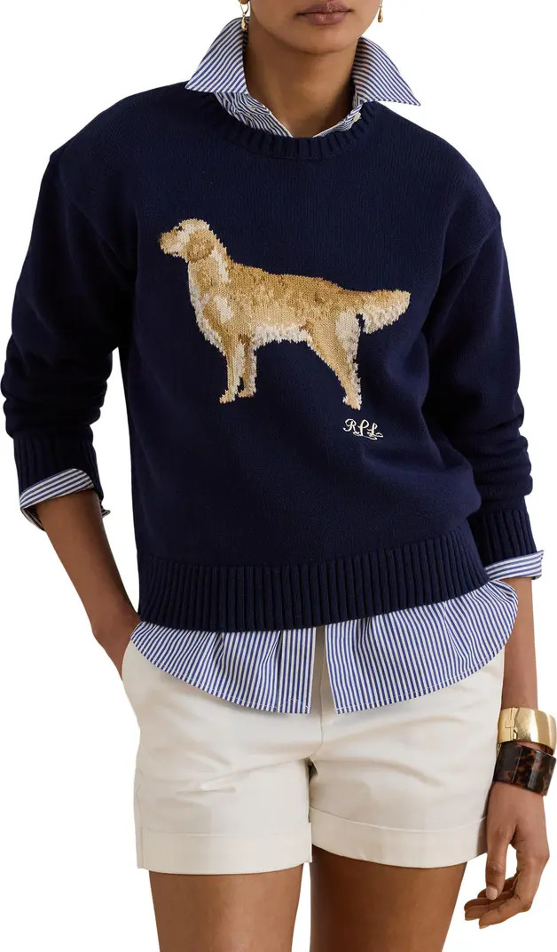 Golden Retriever Intarsia Cotton Sweater | Nordstrom