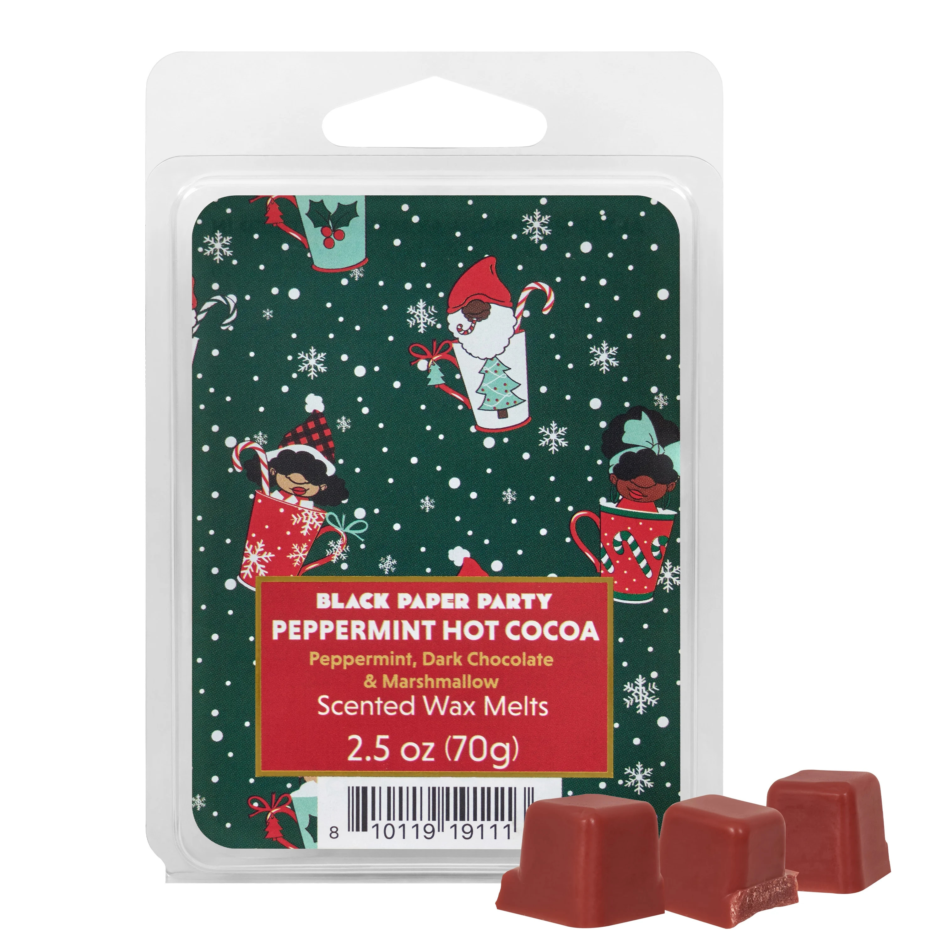 Black Paper Party Christmas Wax Melt, Peppermint Hot Cocoa Scent, 2.5 oz 6 count | Walmart (US)