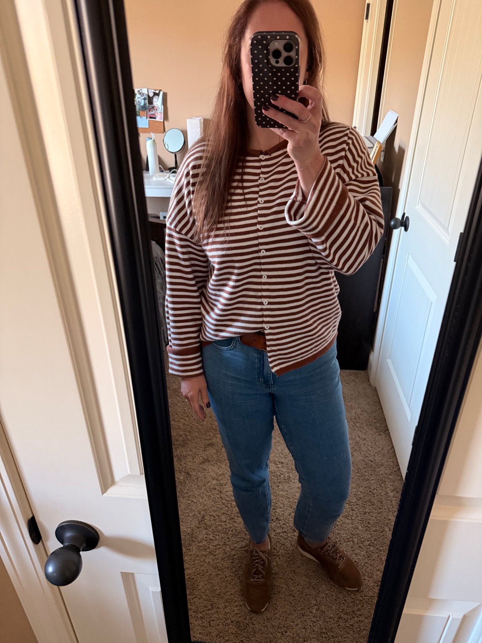 Brown + stripes + classic @jcrew denim = effortless everyday outfit 🤎
This striped cardigan is one of those pieces that just works with everything — jeans, trousers, even layered over a tee. Paired it with my favorite straight-leg denim and comfy brown sneakers for an easy casual look.

Neutral, comfy, and on repeat all season ✨

#LTKStyle #LTKFinds #NeutralStyle #EverydayOutfit #CasualStyle

#LTKOver40 #LTKootd #LTKSeasonal