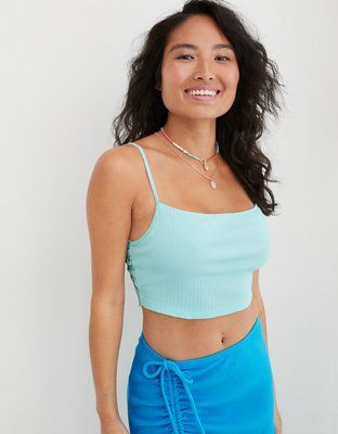 Aerie Beach Daze Lace Ribbed Bra Top | Aerie