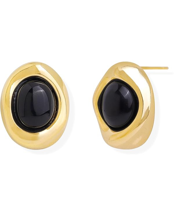 JeanBeau Gold Statement Stud Earrings for Women, Trendy Geometric Saturn Flower Clover Rhinestone... | Amazon (US)