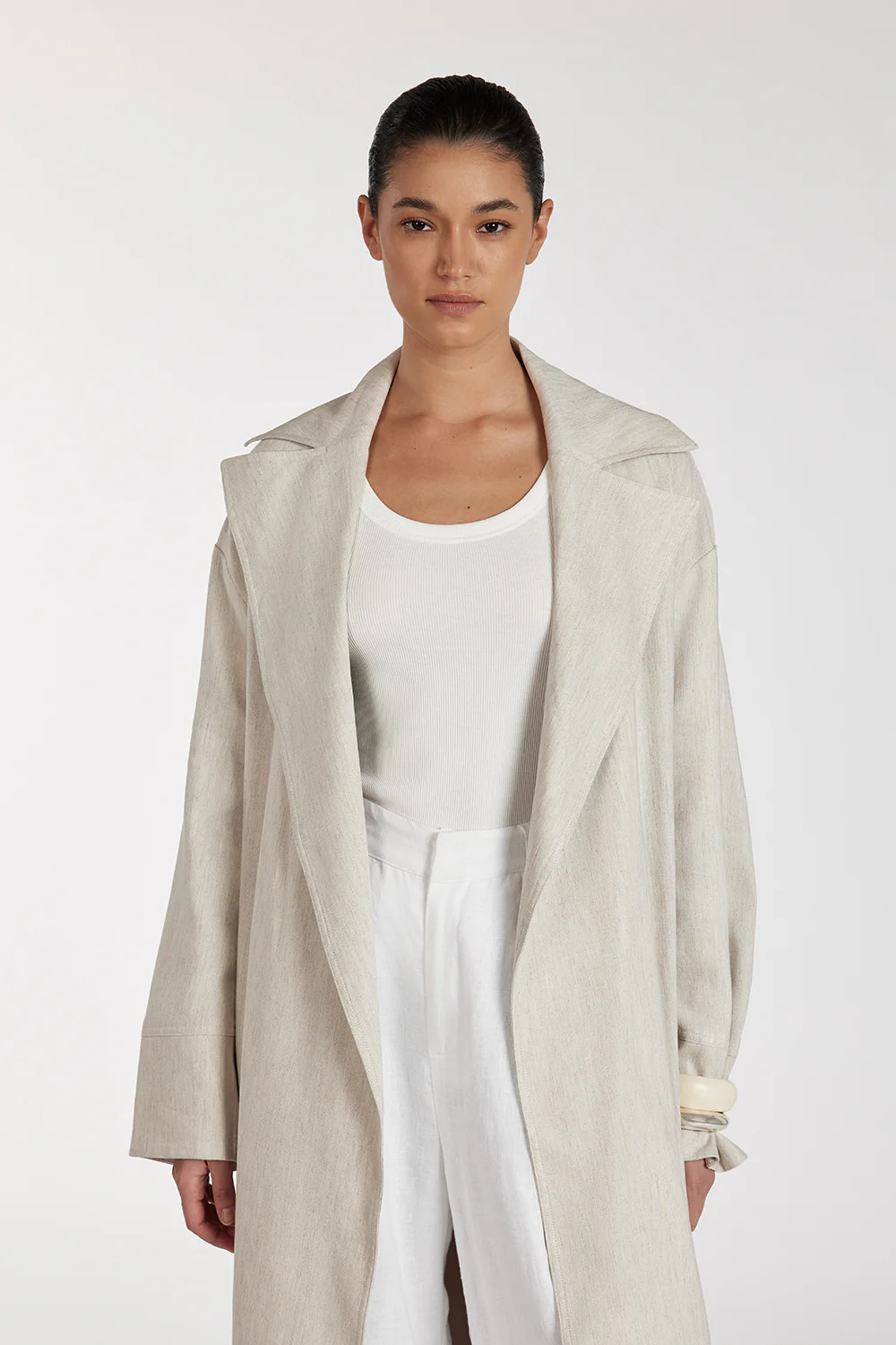 JOSEPHINA NATURAL LINEN BLEND TRENCH COAT | DISSH