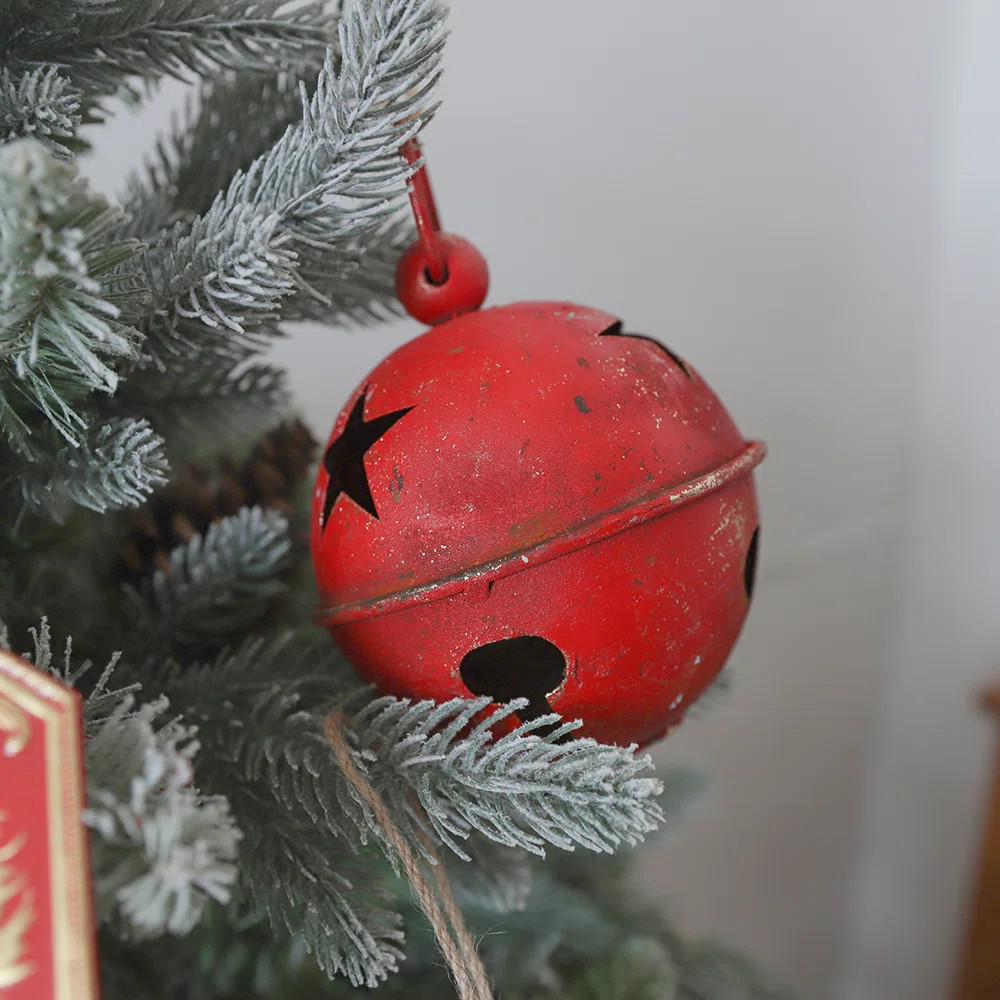 Vintage Distressed Metal Christmas Bell Ornaments,  5.12 Inch Rustic Xmas Tree Ball Decorations f... | Wayfair North America