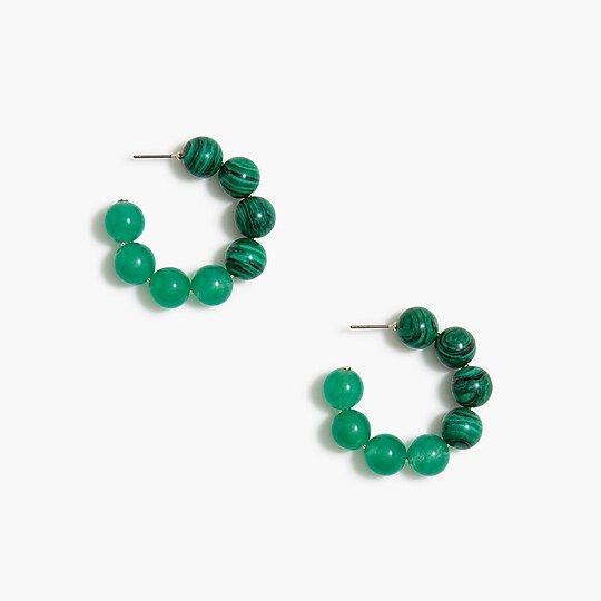 Beaded stone hoop earrings | J.Crew Factory