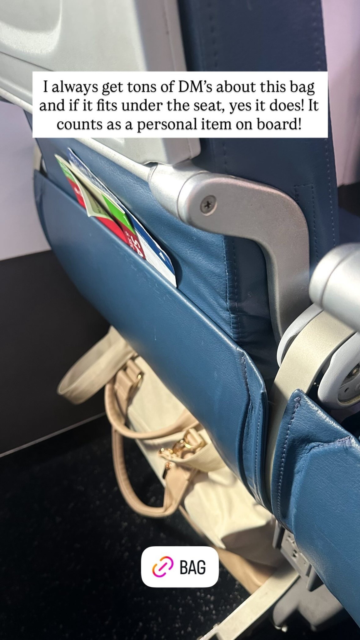 I always get tons of DM’s about this bag and if it fits under the seat, yes it does! It counts as a personal item on board!