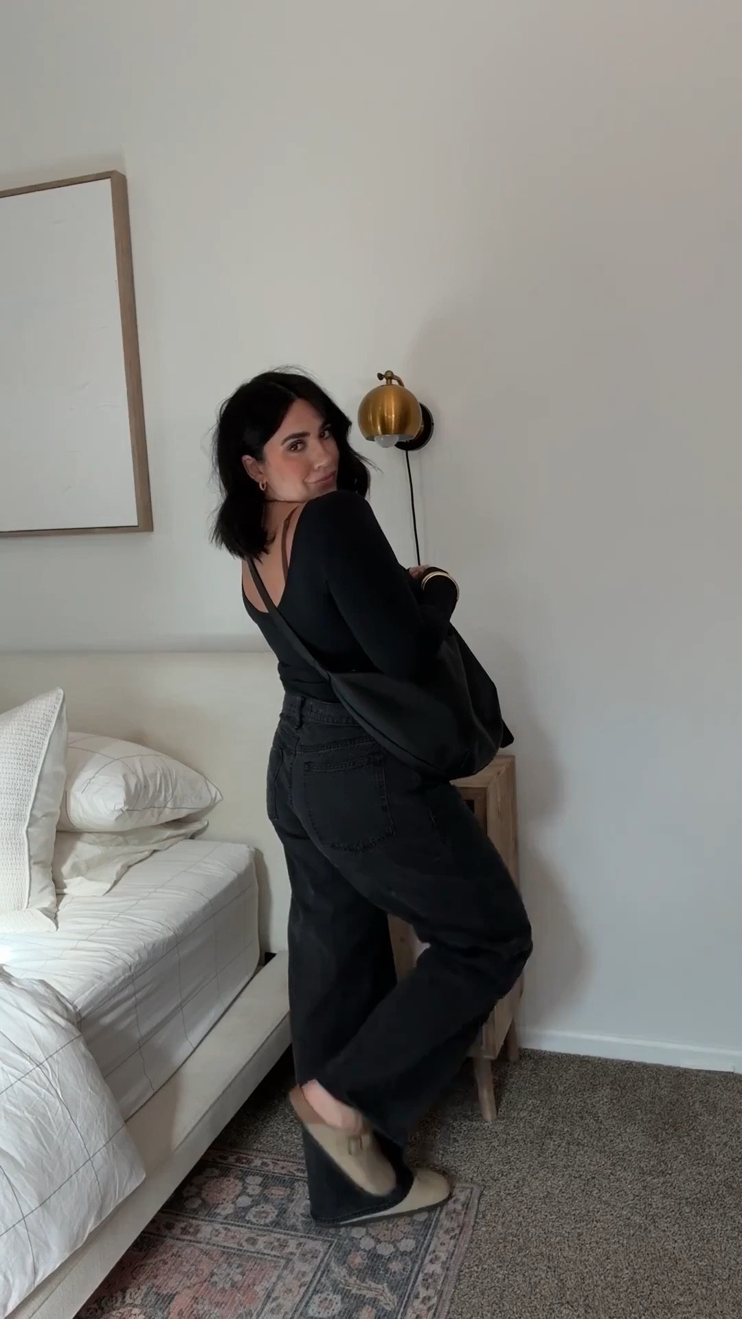 Abercrombie LTK spring sale! Copy code in the app! 
Low rise ultra loose jean! 
Size: 30R they have an intentional loose fit, no stretch and very comfortable. 
Top: L 
Bra: L (code NINAFS15

#LTKSpringSale #LTKSeasonal #LTKMidsize