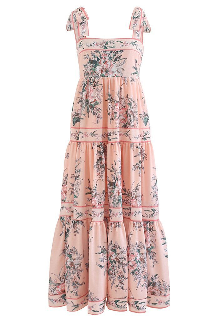 Blush Bouquet Printed Tie-Strap Maxi Dress | Chicwish
