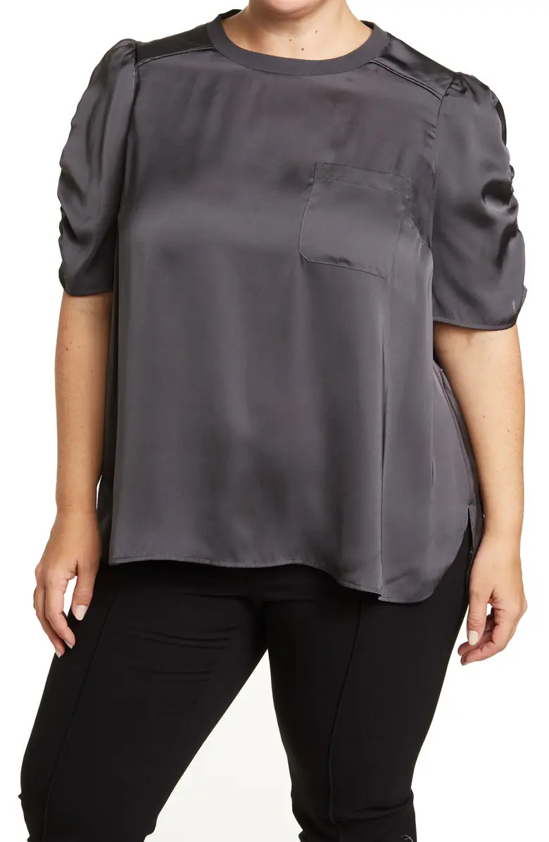 DANIEL RAINN Satin Ruched Sleeve Pocket T-Shirt | Nordstromrack | Nordstrom Rack